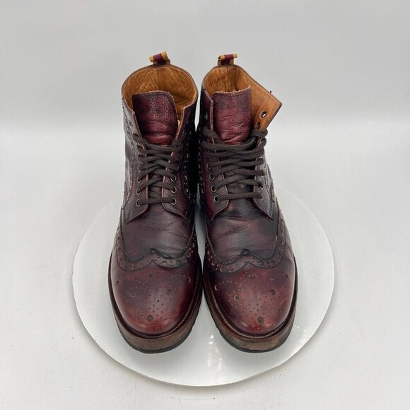 Men's Brown Leather Brogue Boots - Picture 3 of 16